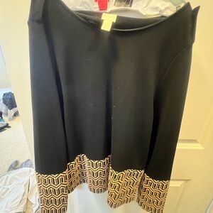 Chico's Black A-Line Skirt with Cream Geometric Border